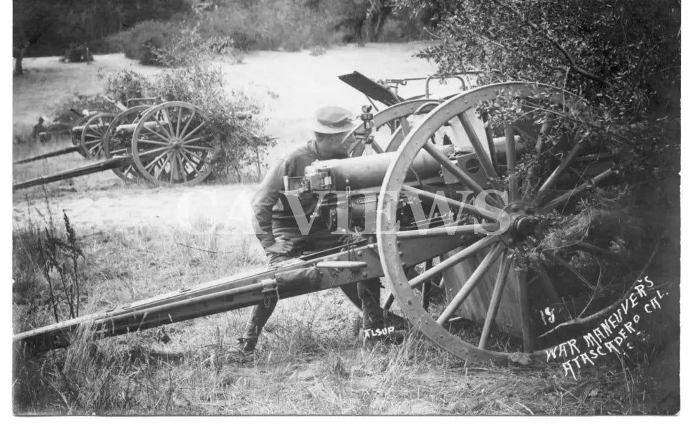 Atascadero Camp 1908 Man Behind Artillery Digital Image