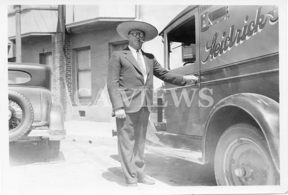 Heidrick Binder A.C. Heidrick at Studio with Truck Digital Image